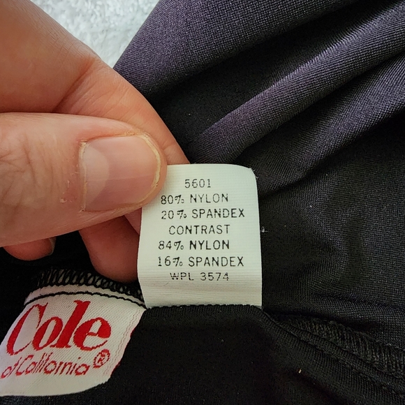 Cole of California Vtg 80s Black Multi Color Floral One Piece Swimsuit - Sz 16 - Picture 11 of 13